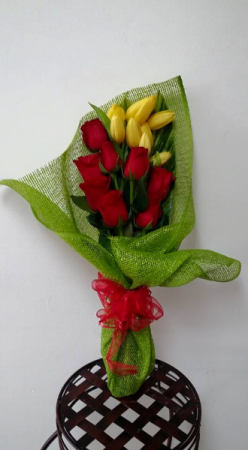 Rose and Tulip Bouquet Love Arrangement in San Juan, PR | ELIKONIA FLOWERS