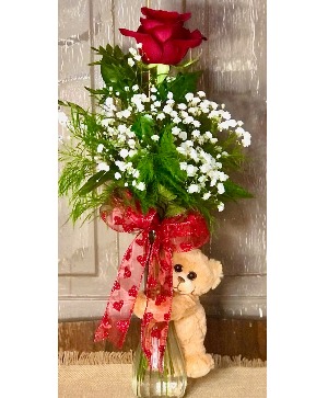 Rose bear bud vase  