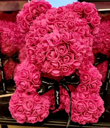 Rose Bear Hand Made Bear With Gift Box in Troy, MI | DELLA'S MAPLE LANE FLORIST