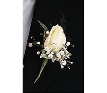 Rose Boutonniere with Baby's Breath T88-4