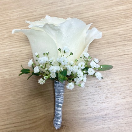 Rose Boutonnière with Stem Wrapped *Rose & Ribbon color may be changed)