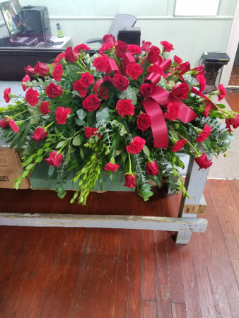 Rose & Carnation Tribute Casket Spray