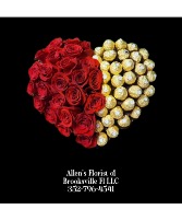 Rose & Chocolate Heart Arrangement Fresh roses with chocolates 