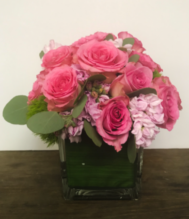Rose Cube Vase Arrangement
