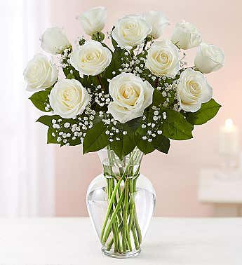 Rose Elegance 12 Rose White Rose Arrangement