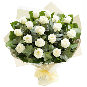 Rose Elegance Premium Long Stem White Roses Hand tied bouquet in