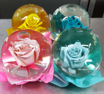 Rose Globe (Local Delivery Only) Purple,Yellow,Pink,Blue,Teal