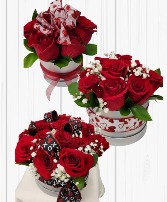 Rose Hat Boxes Valentine's Arrangement