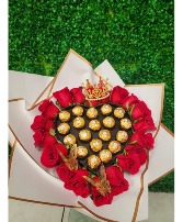Rose Heart and Chocolates Bouquet 