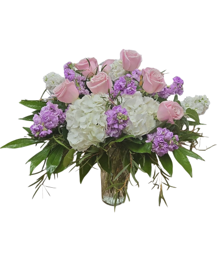 Rose, Hydrangea, Stock Combo Vase Arrangement