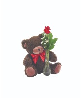 Rose in vase with bear 