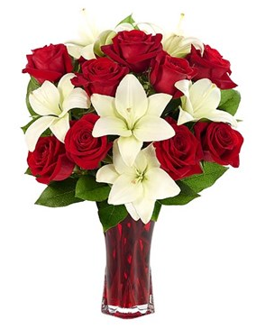 Rose & Lily Celebration Vase Arrangement