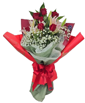 Rose & Lily Combo Wrapped Bouquet
