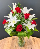 Rose Oriental Lily Vase Arrangement