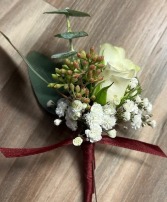 Rose & seeded Eucalyptus Boutonniere