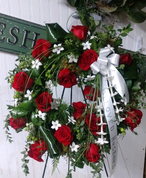 Rose Stephanotis Wreath Sympathy Tribute