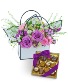 Roses and Chocolate Blooming Tote Ensemble Flower Arrangement