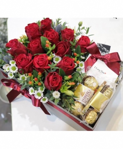 Roses and chocolate box  
