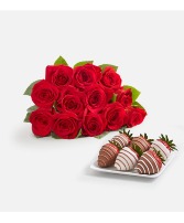 Roses and Chocolate Strawberries Flowers and Candy