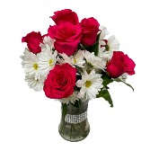 Pink Roses and Daisies 