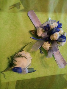 Roses and delphinium Snap Band  Wrist Corsage