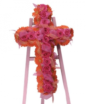 Roses and Gerbera Cross Cross Funeral