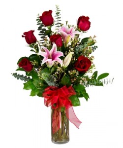Roses And Lilies Half Dozen Red Roses and Pink Lilys