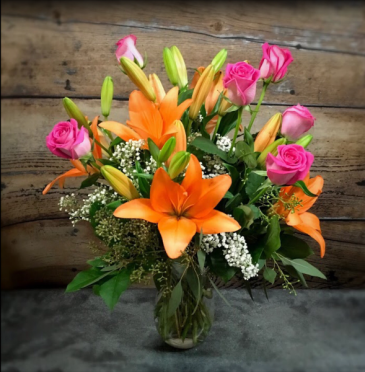 Roses and Lilies Bouquet Just for Mom in Pelican Rapids, MN | Brown Eyed Susans Floral