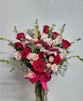 Roses and lilies vase arrangements  Any occasion 