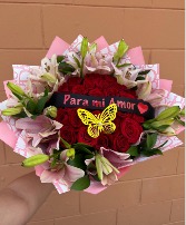 roses and lily bouquet 