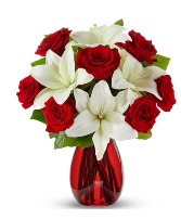 Roses and lily Bouquet  Vase 