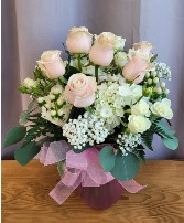 Roses and Pearls Vase Arrangement