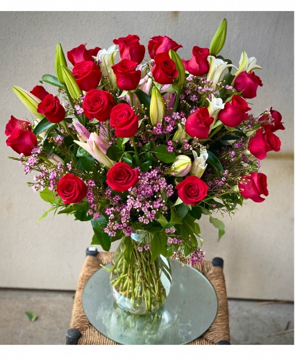 ROSES AND STARGAZER LILIES
