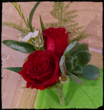Roses and succulent boutonniere Boutonniere