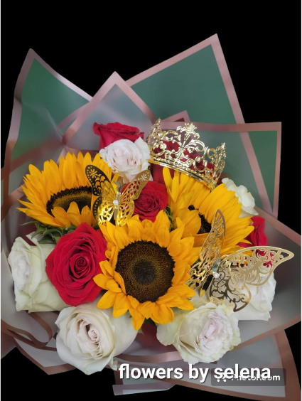 Roses and sunflower bouquet  