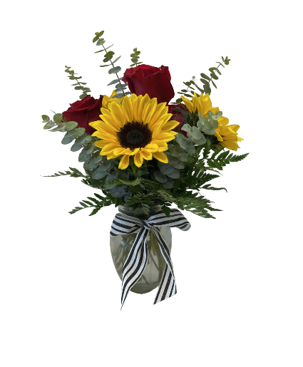 Roses and Sunflowers Vase