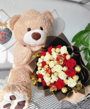 Roses and terry bear  Any occasion 