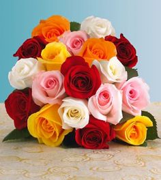 12 Mix Roses Arranged In Box 