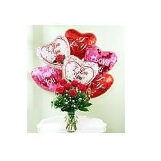 6 ROSES & 6 BALLOONS DELUXE Vase Arrangement