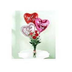 4 ROSES & 3 BALLOONS Vase Arrangement