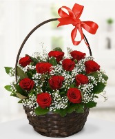 Roses Basket 1 dz red roses