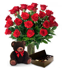 2 Dz Roses, Bear & Chocolates Gift Item