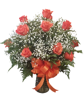 Roses by the Dozen - Orange Rose Arrangement