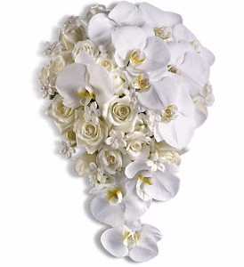 Roses, Orchids & Stephanotis Cascade Wedding Bouquet