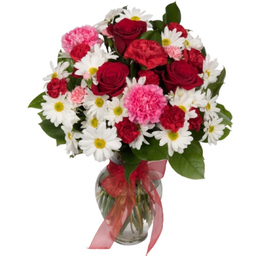 roses , carnations and daisies Vase Arrangement