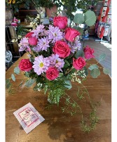 Roses & Daisy's  Vase Arrangement 