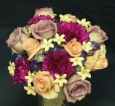 Roses, Hydrangea, Stephanotis, Carnations Hand Tied Bridal Bouquet