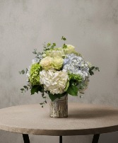 Roses & Hydrangeas  Clear Gathering Vase