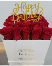 25 Red Roses In A Box Happy Birthday