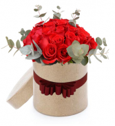 Roses in a Round Gift Box